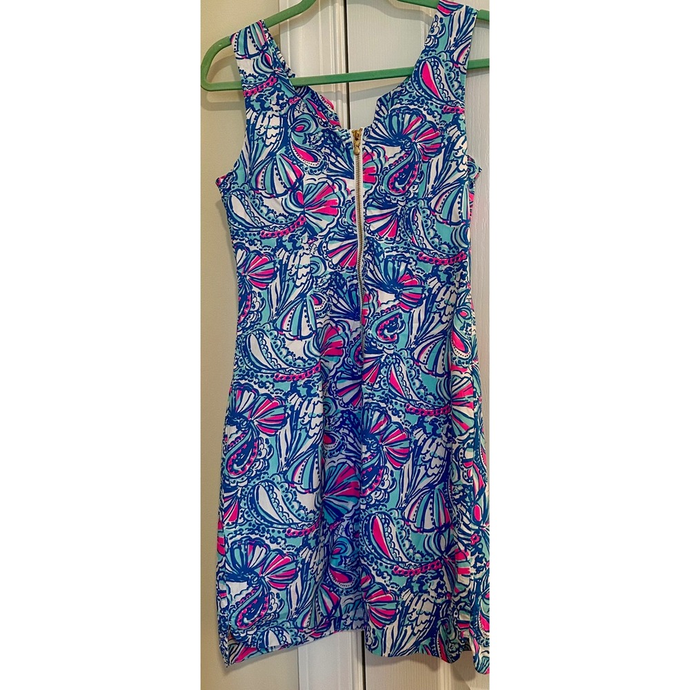 Lilly Pulitzer 20th Anniversary Collection Blue Pink Shell Shift Dress Size 6 - Picture 5 of 8